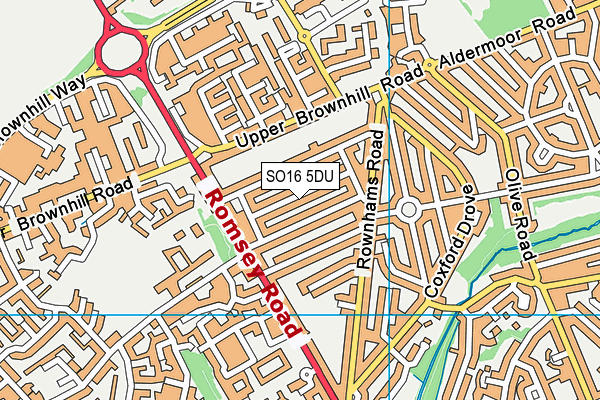 SO16 5DU map - OS VectorMap District (Ordnance Survey)