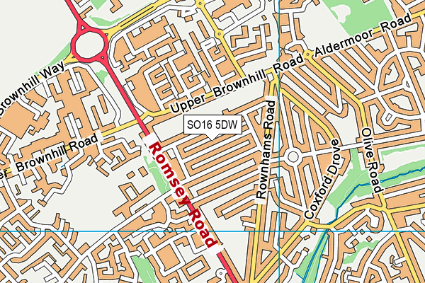 SO16 5DW map - OS VectorMap District (Ordnance Survey)