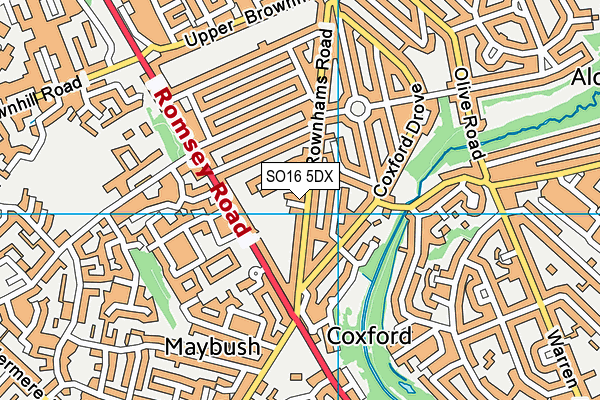 SO16 5DX map - OS VectorMap District (Ordnance Survey)