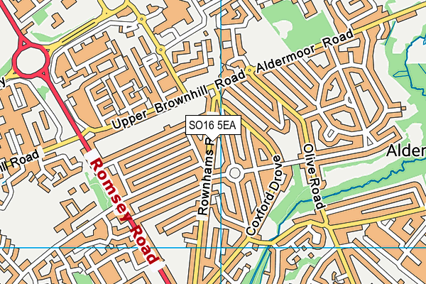 SO16 5EA map - OS VectorMap District (Ordnance Survey)