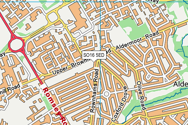 SO16 5ED map - OS VectorMap District (Ordnance Survey)