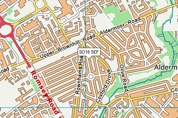 SO16 5EF map - OS VectorMap District (Ordnance Survey)