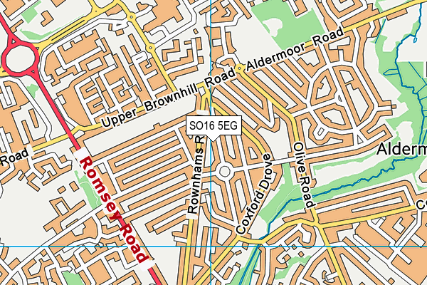 SO16 5EG map - OS VectorMap District (Ordnance Survey)