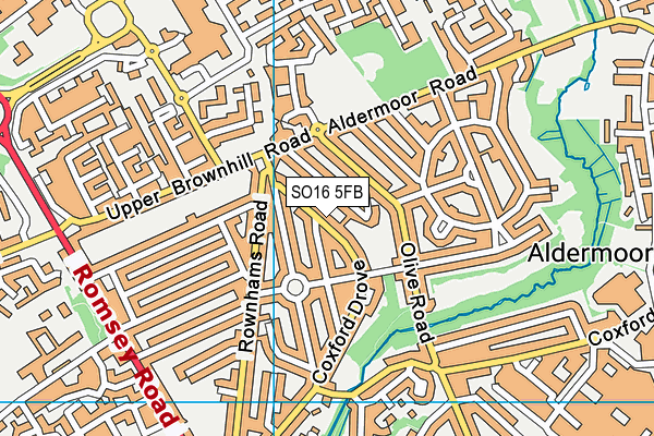 SO16 5FB map - OS VectorMap District (Ordnance Survey)