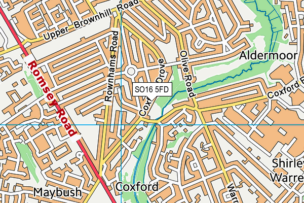 SO16 5FD map - OS VectorMap District (Ordnance Survey)