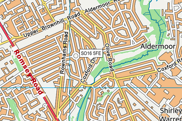 SO16 5FE map - OS VectorMap District (Ordnance Survey)
