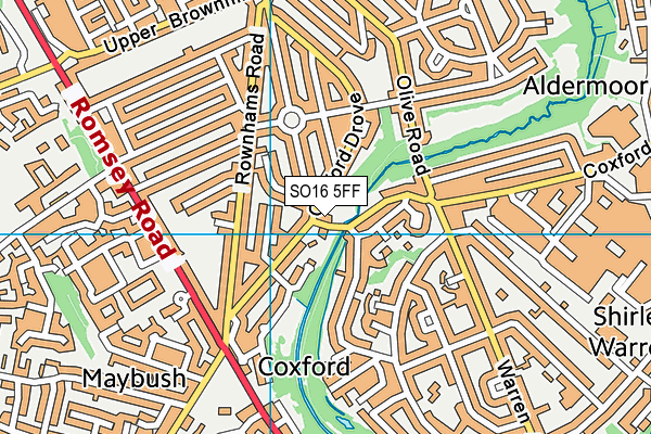 SO16 5FF map - OS VectorMap District (Ordnance Survey)