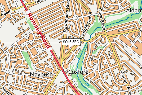 SO16 5FG map - OS VectorMap District (Ordnance Survey)