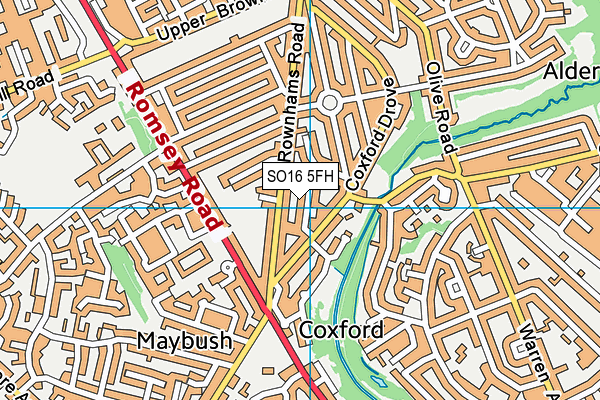 SO16 5FH map - OS VectorMap District (Ordnance Survey)
