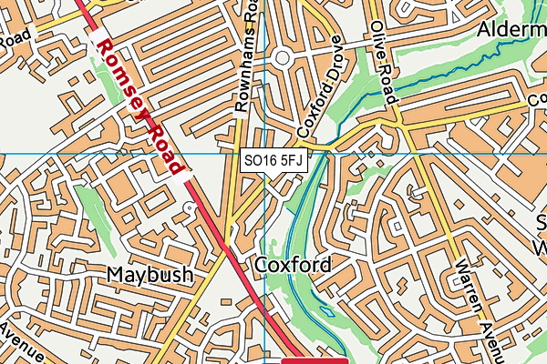 SO16 5FJ map - OS VectorMap District (Ordnance Survey)