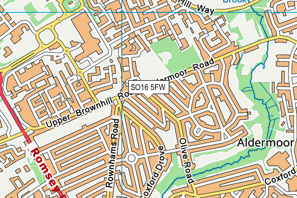SO16 5FW map - OS VectorMap District (Ordnance Survey)