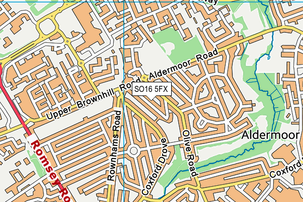 SO16 5FX map - OS VectorMap District (Ordnance Survey)