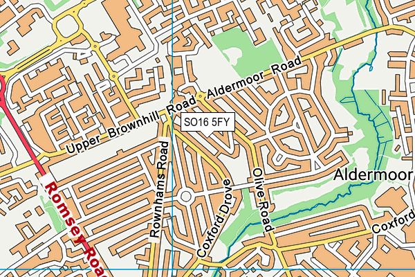 SO16 5FY map - OS VectorMap District (Ordnance Survey)