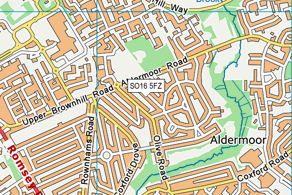 SO16 5FZ map - OS VectorMap District (Ordnance Survey)