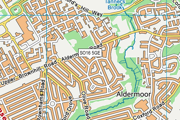 SO16 5GE map - OS VectorMap District (Ordnance Survey)