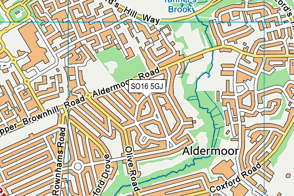 SO16 5GJ map - OS VectorMap District (Ordnance Survey)