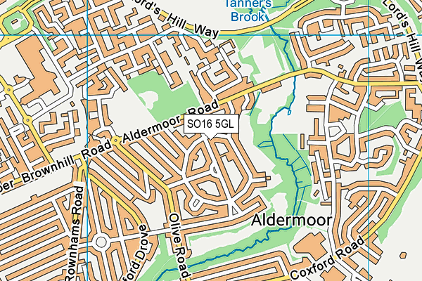 SO16 5GL map - OS VectorMap District (Ordnance Survey)