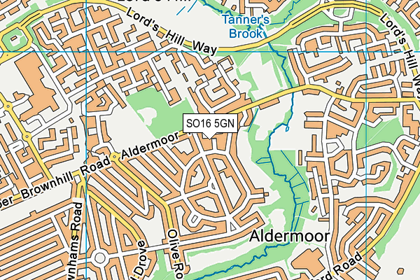 SO16 5GN map - OS VectorMap District (Ordnance Survey)