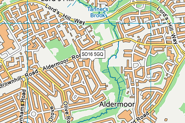 SO16 5GQ map - OS VectorMap District (Ordnance Survey)