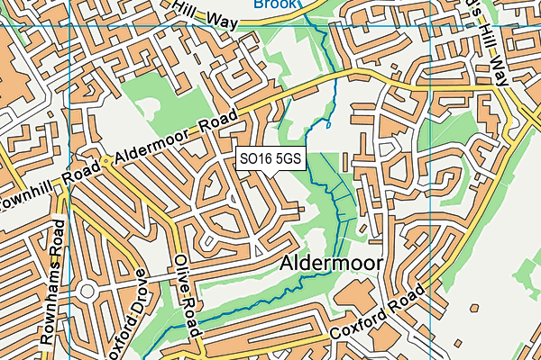 SO16 5GS map - OS VectorMap District (Ordnance Survey)