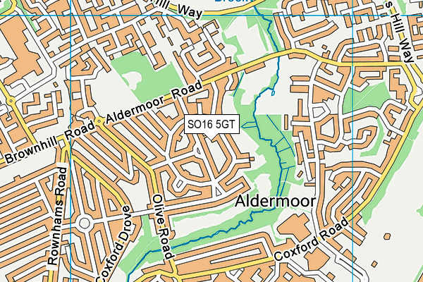 SO16 5GT map - OS VectorMap District (Ordnance Survey)