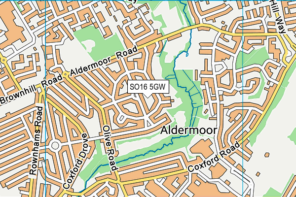 SO16 5GW map - OS VectorMap District (Ordnance Survey)