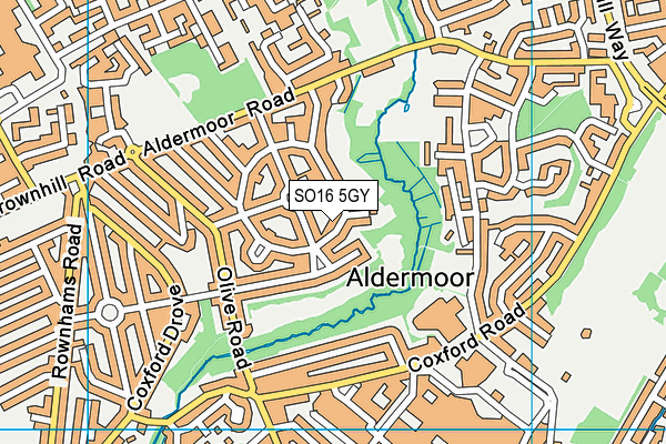 SO16 5GY map - OS VectorMap District (Ordnance Survey)