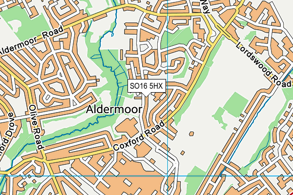 SO16 5HX map - OS VectorMap District (Ordnance Survey)