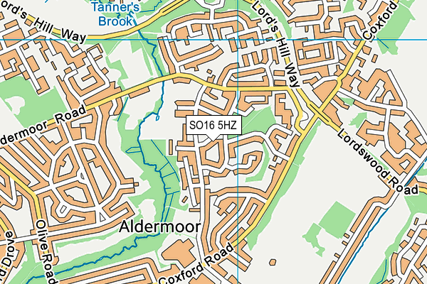 SO16 5HZ map - OS VectorMap District (Ordnance Survey)