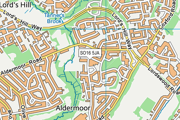 SO16 5JA map - OS VectorMap District (Ordnance Survey)