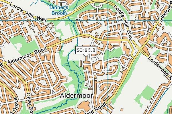 SO16 5JB map - OS VectorMap District (Ordnance Survey)