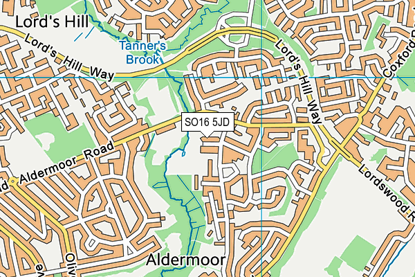 SO16 5JD map - OS VectorMap District (Ordnance Survey)