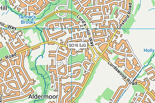 SO16 5JG map - OS VectorMap District (Ordnance Survey)