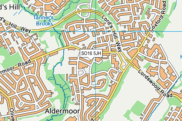 SO16 5JH map - OS VectorMap District (Ordnance Survey)