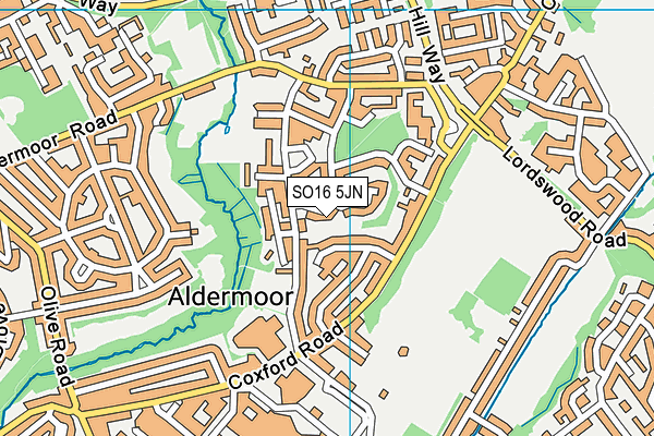 SO16 5JN map - OS VectorMap District (Ordnance Survey)