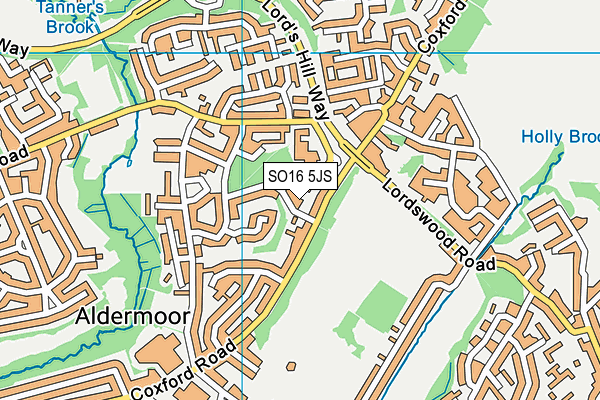 SO16 5JS map - OS VectorMap District (Ordnance Survey)