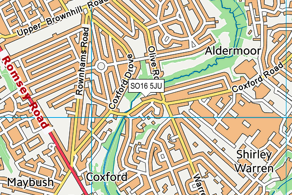 SO16 5JU map - OS VectorMap District (Ordnance Survey)