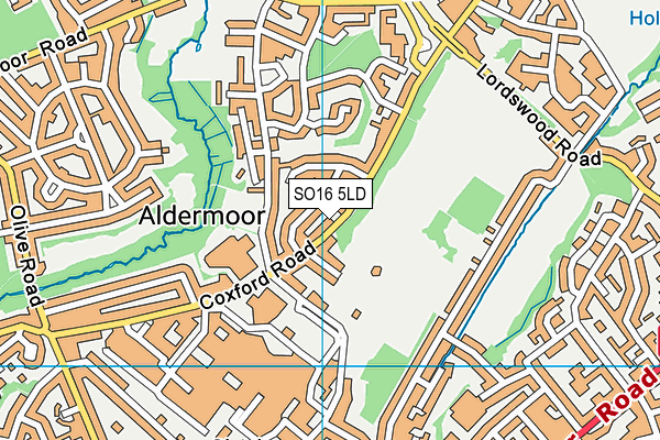 SO16 5LD map - OS VectorMap District (Ordnance Survey)