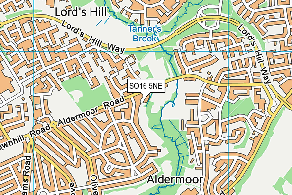 SO16 5NE map - OS VectorMap District (Ordnance Survey)