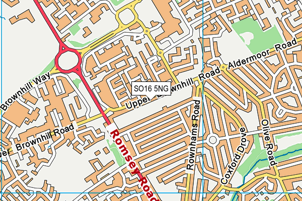 SO16 5NG map - OS VectorMap District (Ordnance Survey)