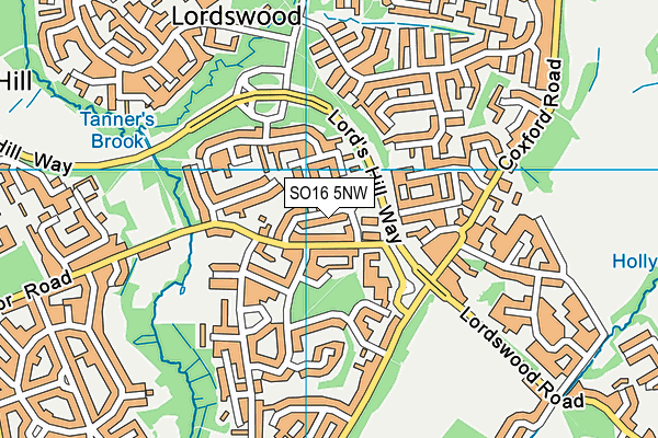 SO16 5NW map - OS VectorMap District (Ordnance Survey)