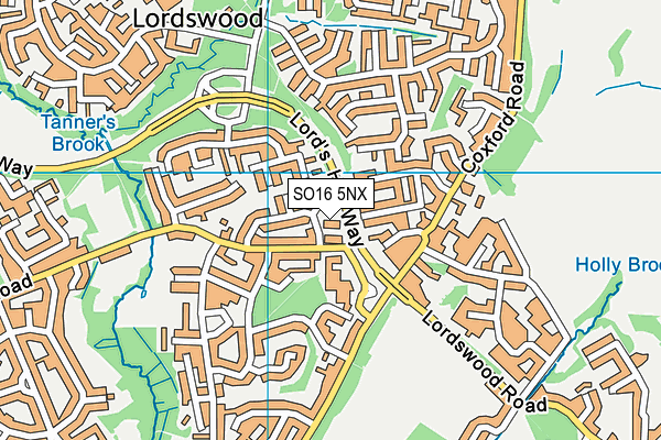 SO16 5NX map - OS VectorMap District (Ordnance Survey)