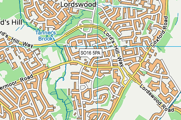 SO16 5PA map - OS VectorMap District (Ordnance Survey)