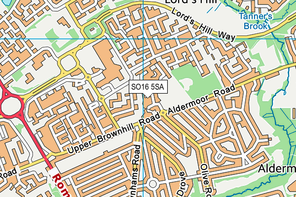 SO16 5SA map - OS VectorMap District (Ordnance Survey)