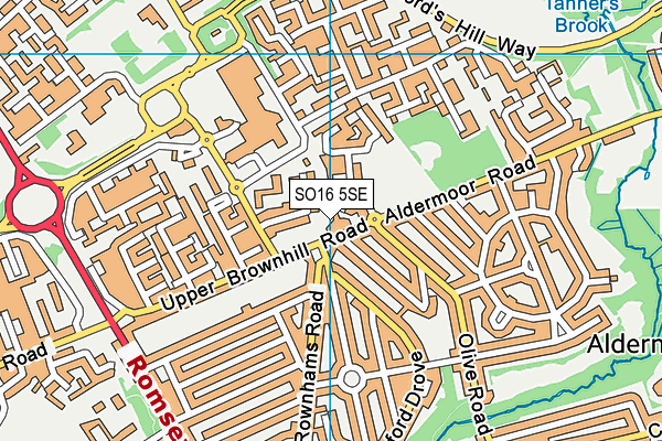 SO16 5SE map - OS VectorMap District (Ordnance Survey)