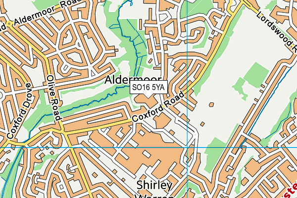 SO16 5YA map - OS VectorMap District (Ordnance Survey)