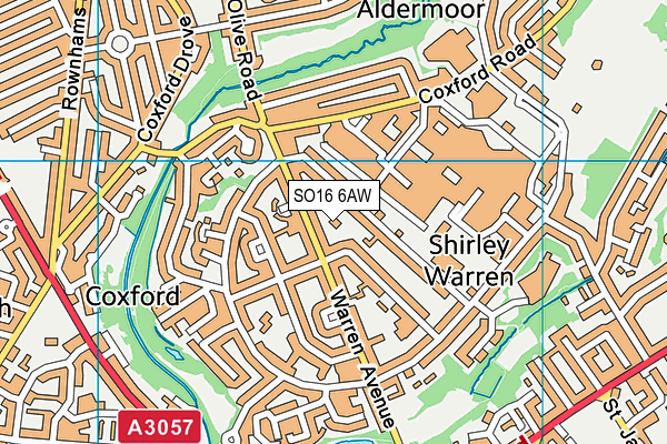 SO16 6AW map - OS VectorMap District (Ordnance Survey)