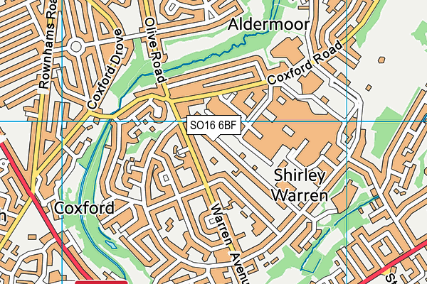 SO16 6BF map - OS VectorMap District (Ordnance Survey)