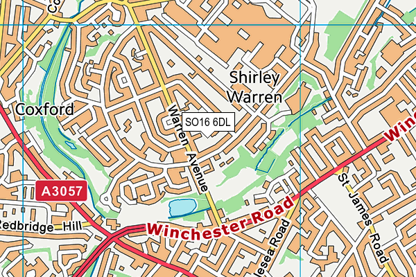 SO16 6DL map - OS VectorMap District (Ordnance Survey)