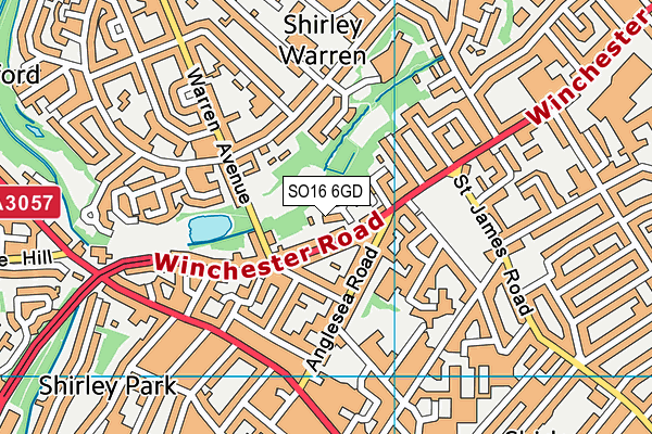 SO16 6GD map - OS VectorMap District (Ordnance Survey)